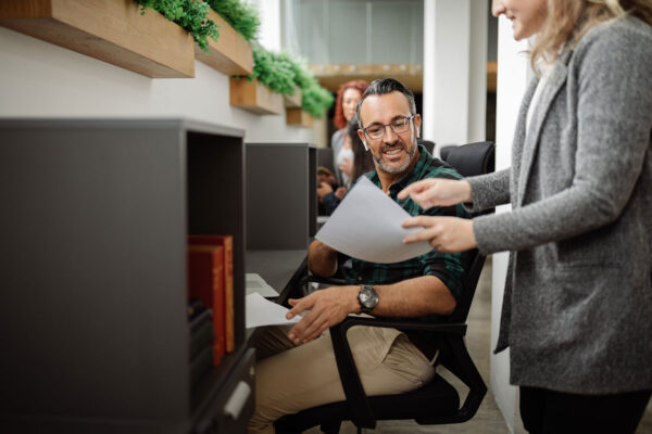 office worker reviewing document photo
