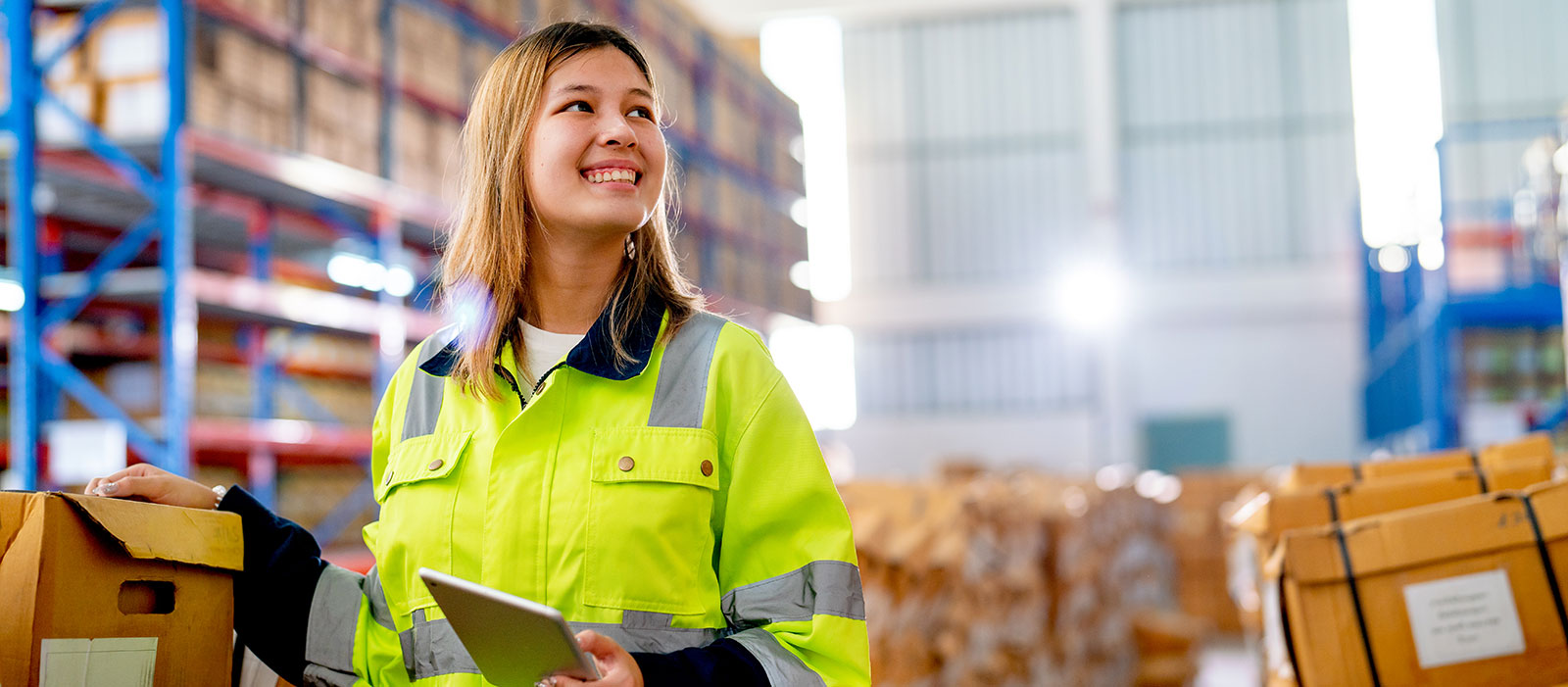 woman on warehouse floor photo